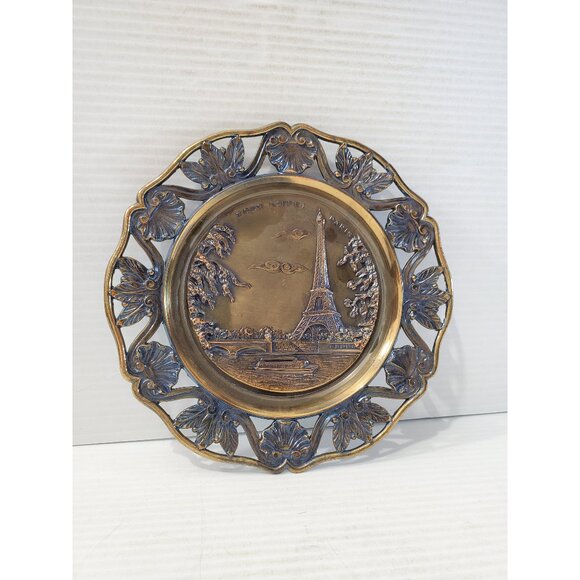 Antique Cast Metal Eiffel Tower Ashtray Art Deco Made in Paris France Souvenir